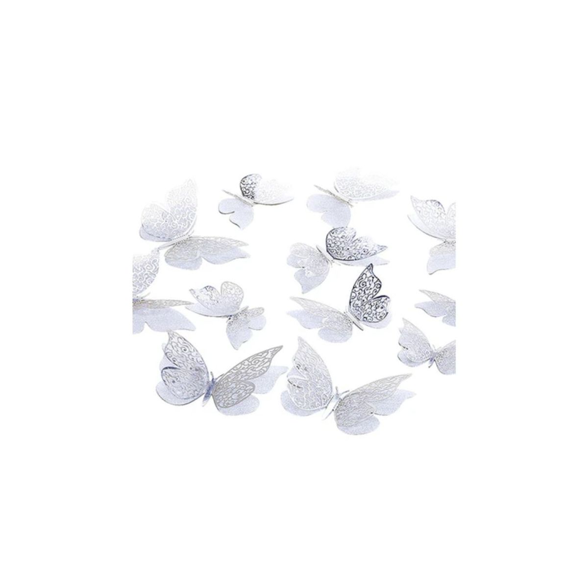 GENERICO - Deco Mariposa Plateado 12 Unidades