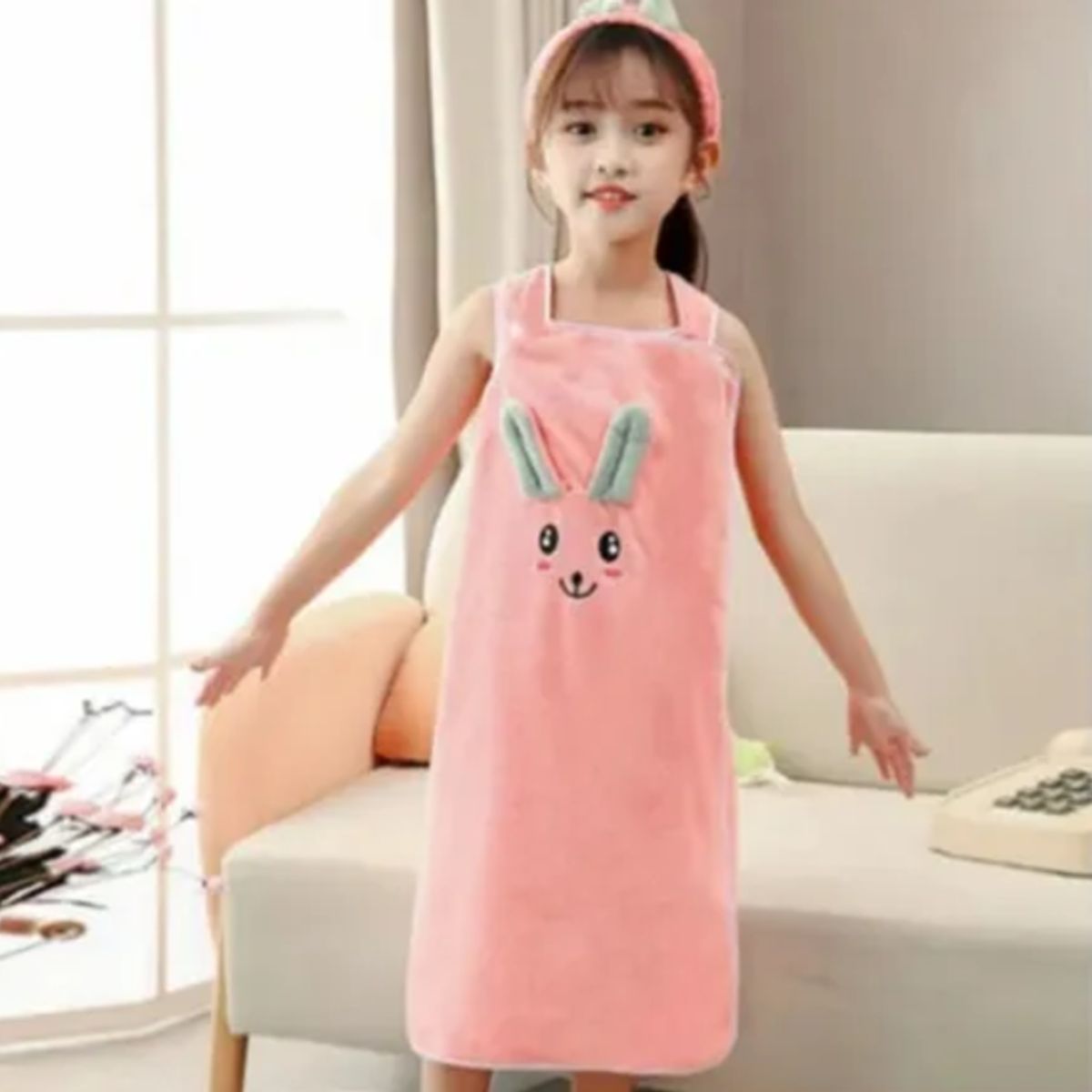 GENERICO - Pack 6 Toallas de Baño Conejo Niña Cintillo Secado Rápido Surtidas