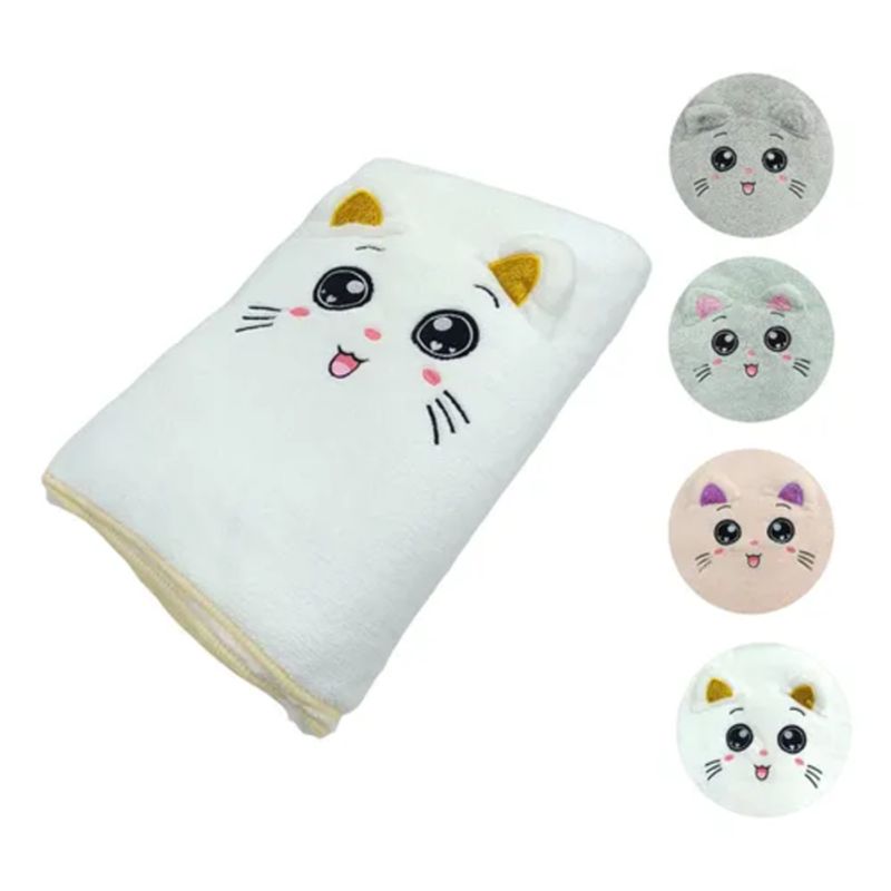 GENERICO - Toalla de Baño Diseño Gato 4 Colores 70x140 cm