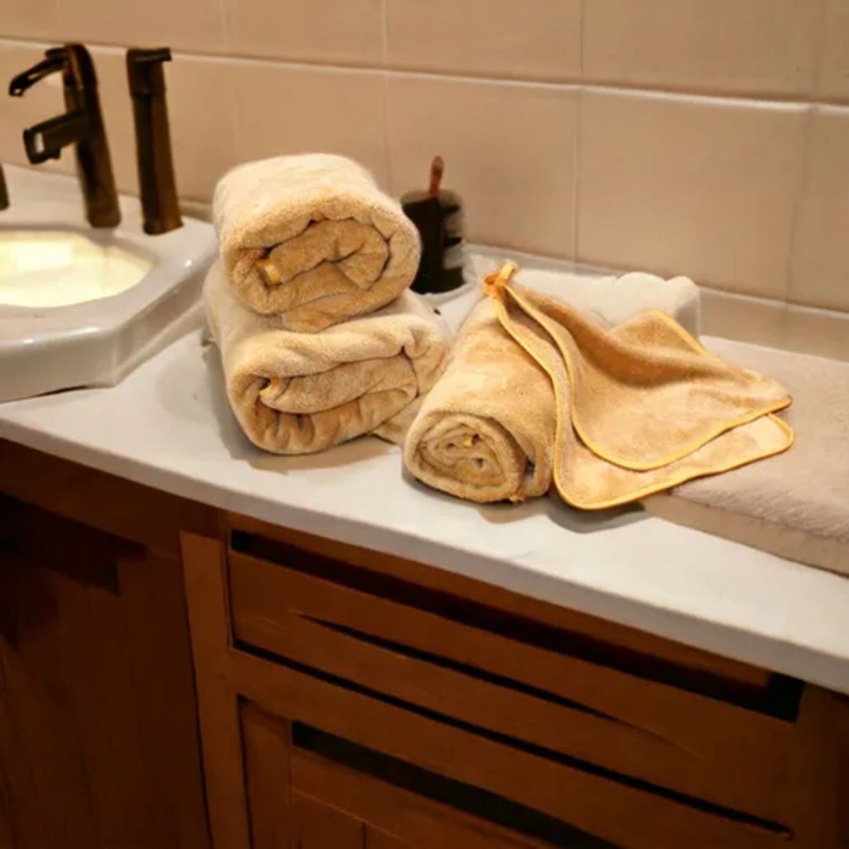 GENERICO - Toallas de Baño 70x130 cm Color Mostaza Liso