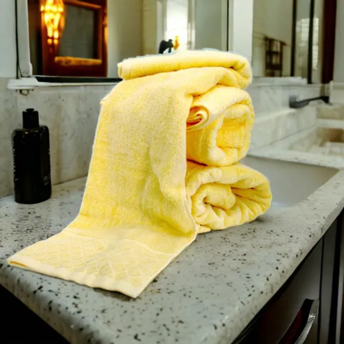 GENERICO - Toalla de Cara 30x50 cm 100% Algodón Pack de 2 Color Mostaza Liso