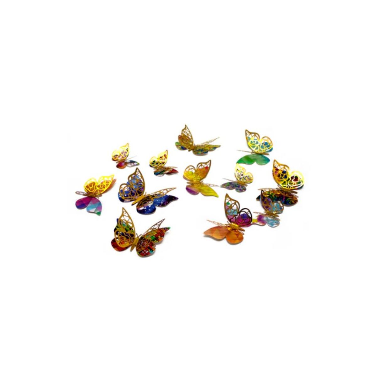 GENERICO - Deco Mariposas Dorado Colores Surtidos 12 Unidades