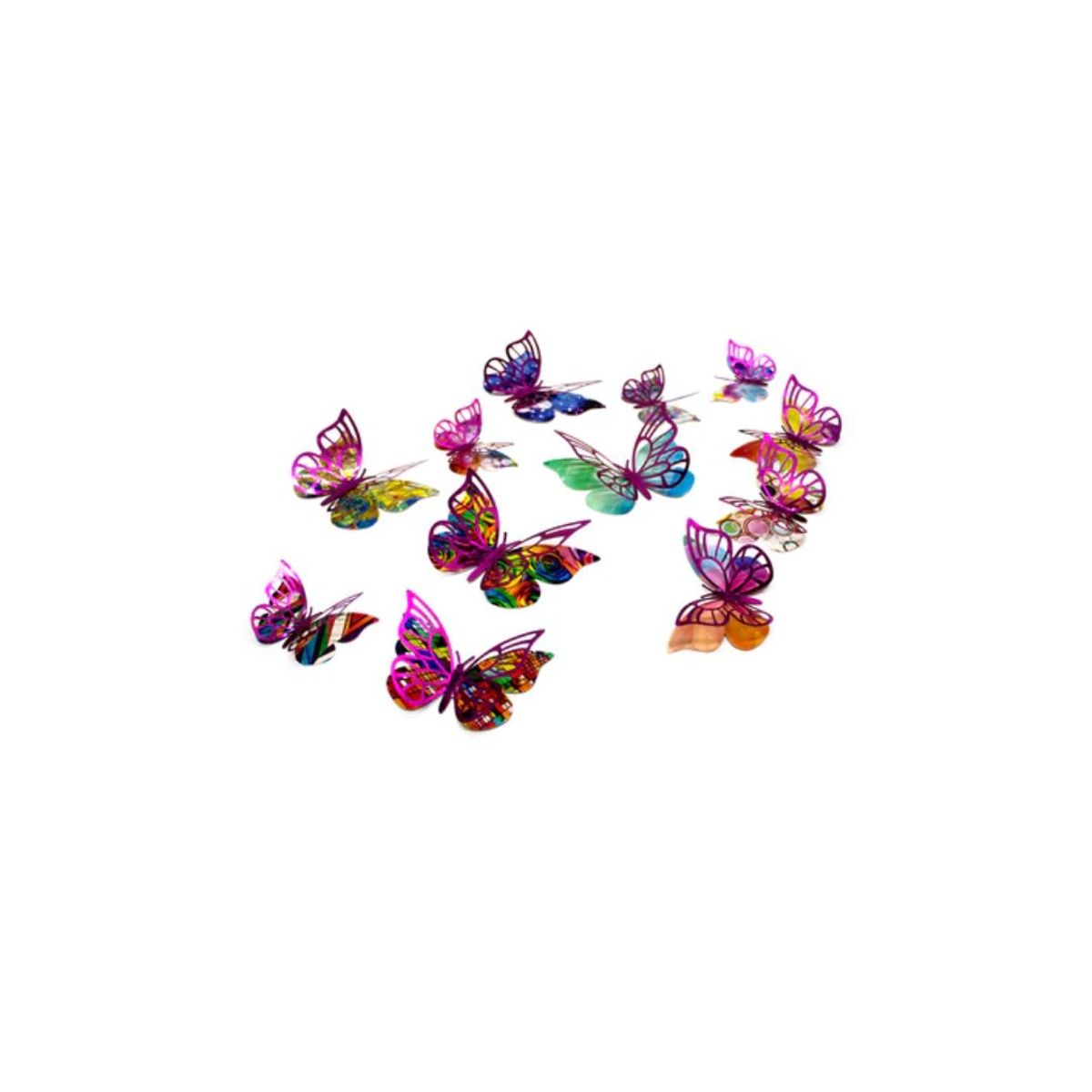 GENERICO - Deco Mariposas Fucsia Colores Surtidos 12 Unidades