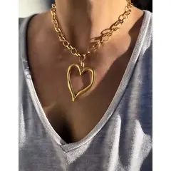 GENERICO - Collar Corazón chapado en oro 14k