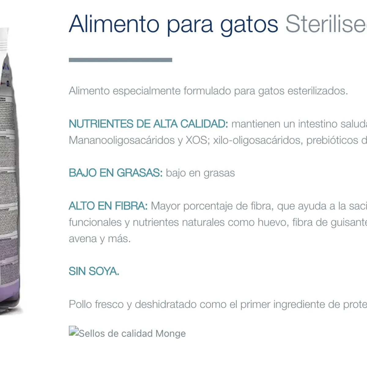 MONGE - Monge Alimento Premium para Gatos Esterilizados