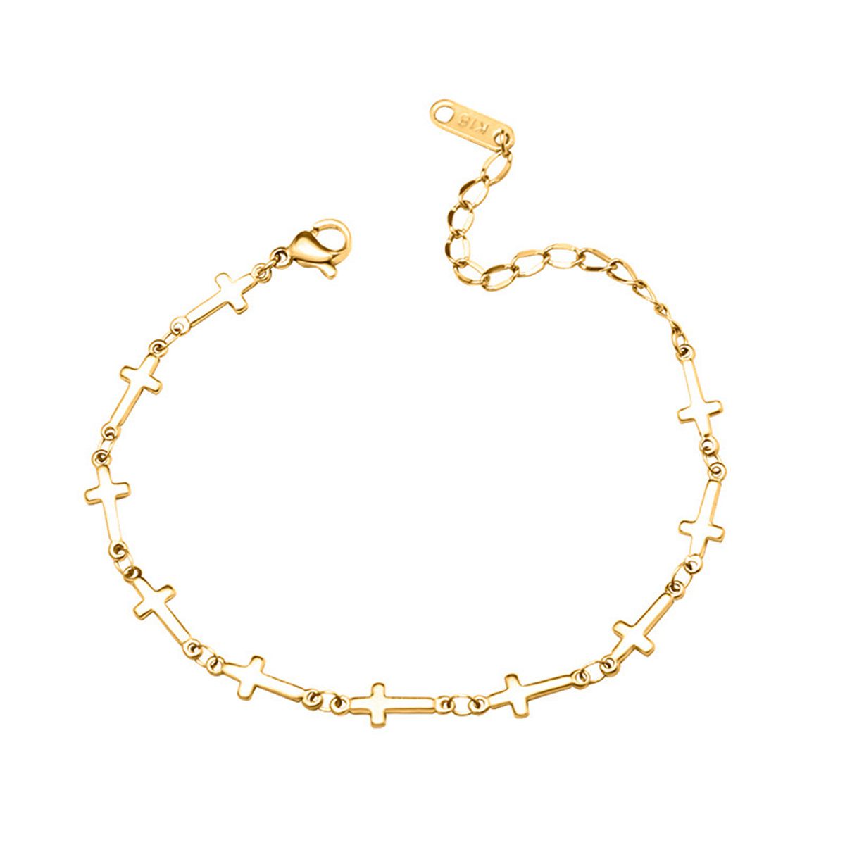 LUX JOYAS - Pulsera Baño Oro Amarillo 18k Full Cruces