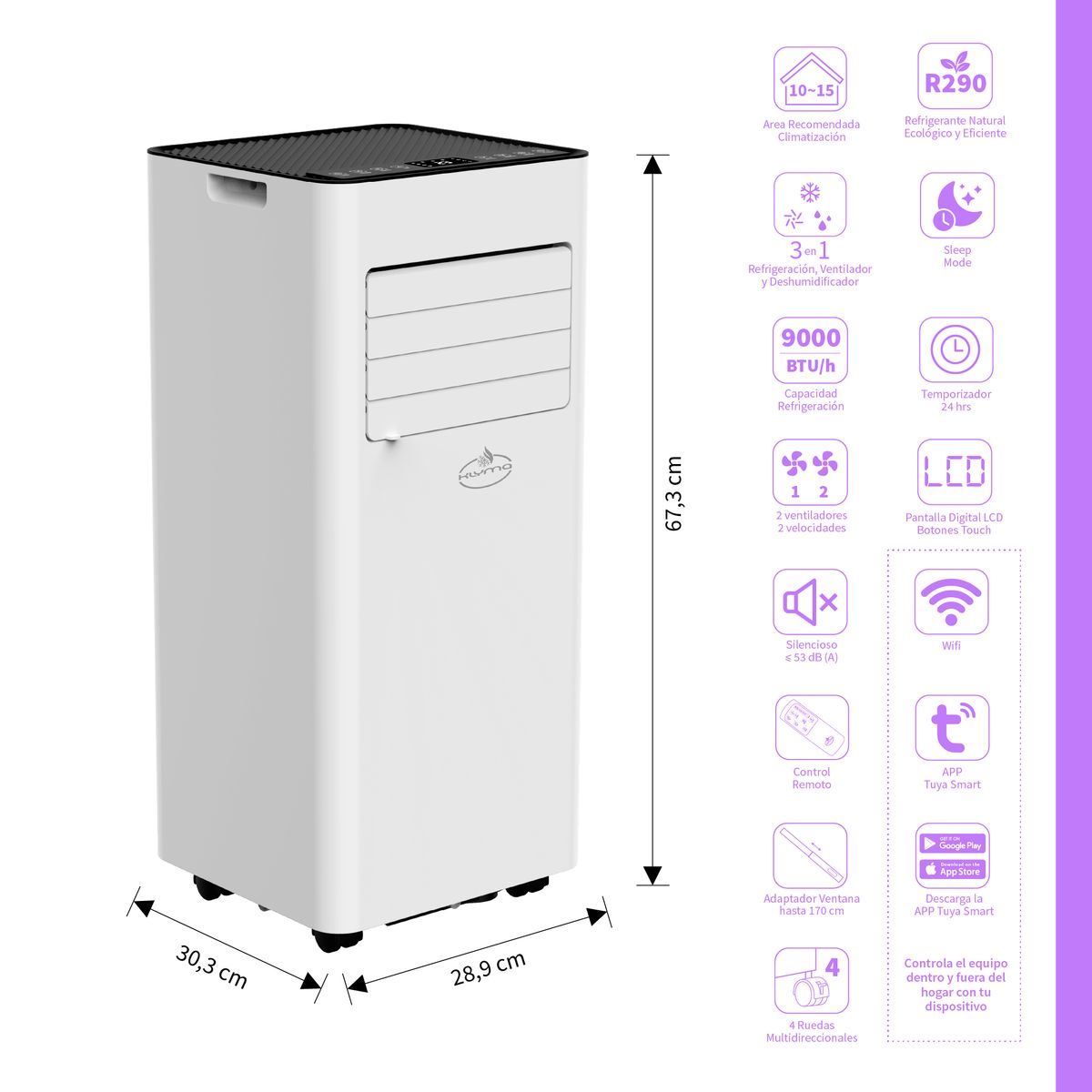KLYMA - Aire Acondicionado Portátil WiFi 9000 BTU KÖLD 9wf ES White