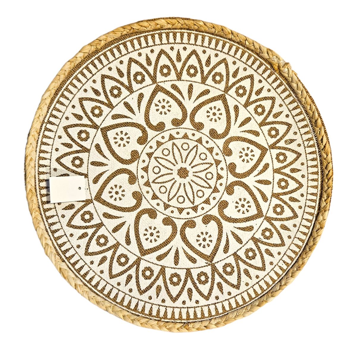 GENERICO - Set 4 individuales de Yute/Arpillera 38cm diseño Boho Mandala