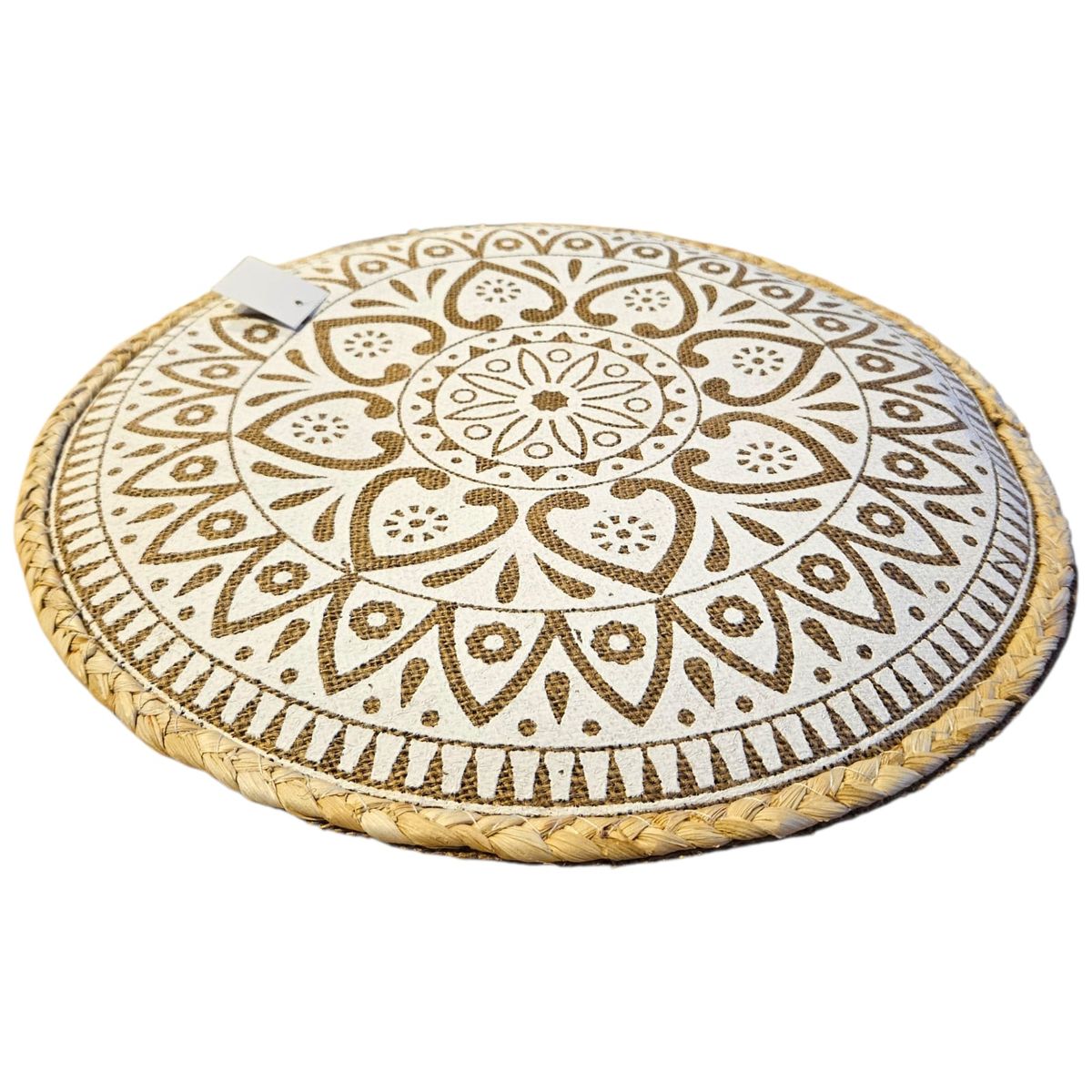 GENERICO - Set 4 individuales de Yute/Arpillera 38cm diseño Boho Mandala