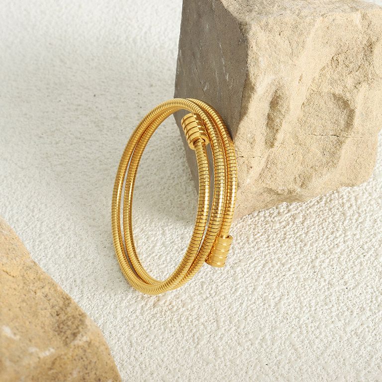 Pulsera Bano Oro Amarillo 18k Resorte Dorado TALLA UNICA