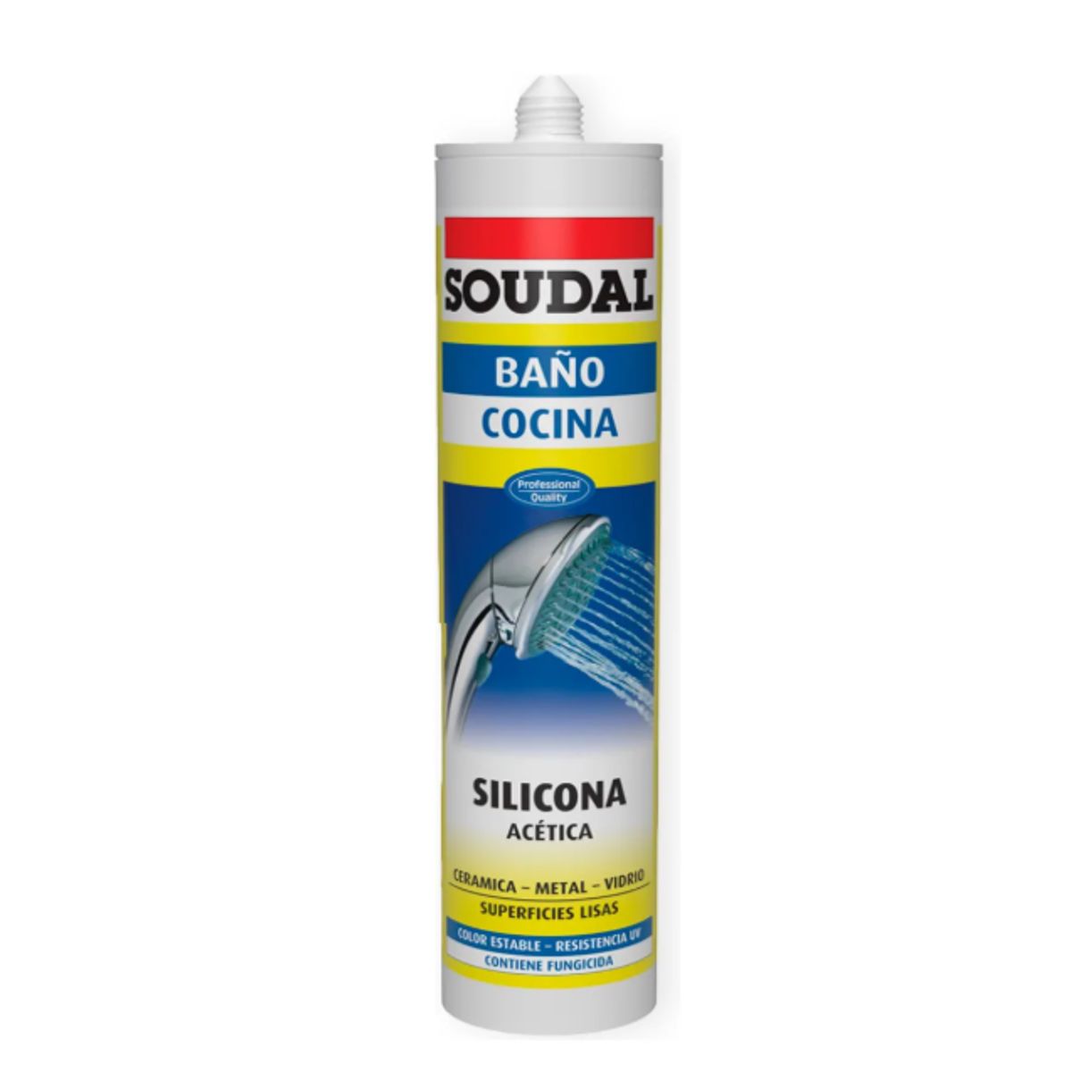 SOUDAL - Silicona Acética Anti-hongos Blanca 300 Ml. Baño y Cocina Soudal