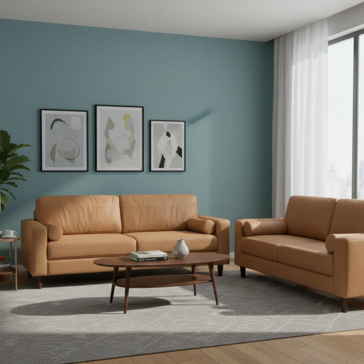 DANIELS - Living 1 Sofá 2 Cuerpo + 1 Sofá 3 Cuerpos Lousiana Vintage Cuero Café SETJG800SL