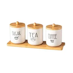 GENERICO - Set de 3 Frascos de Cocina Minimalista – Bambu