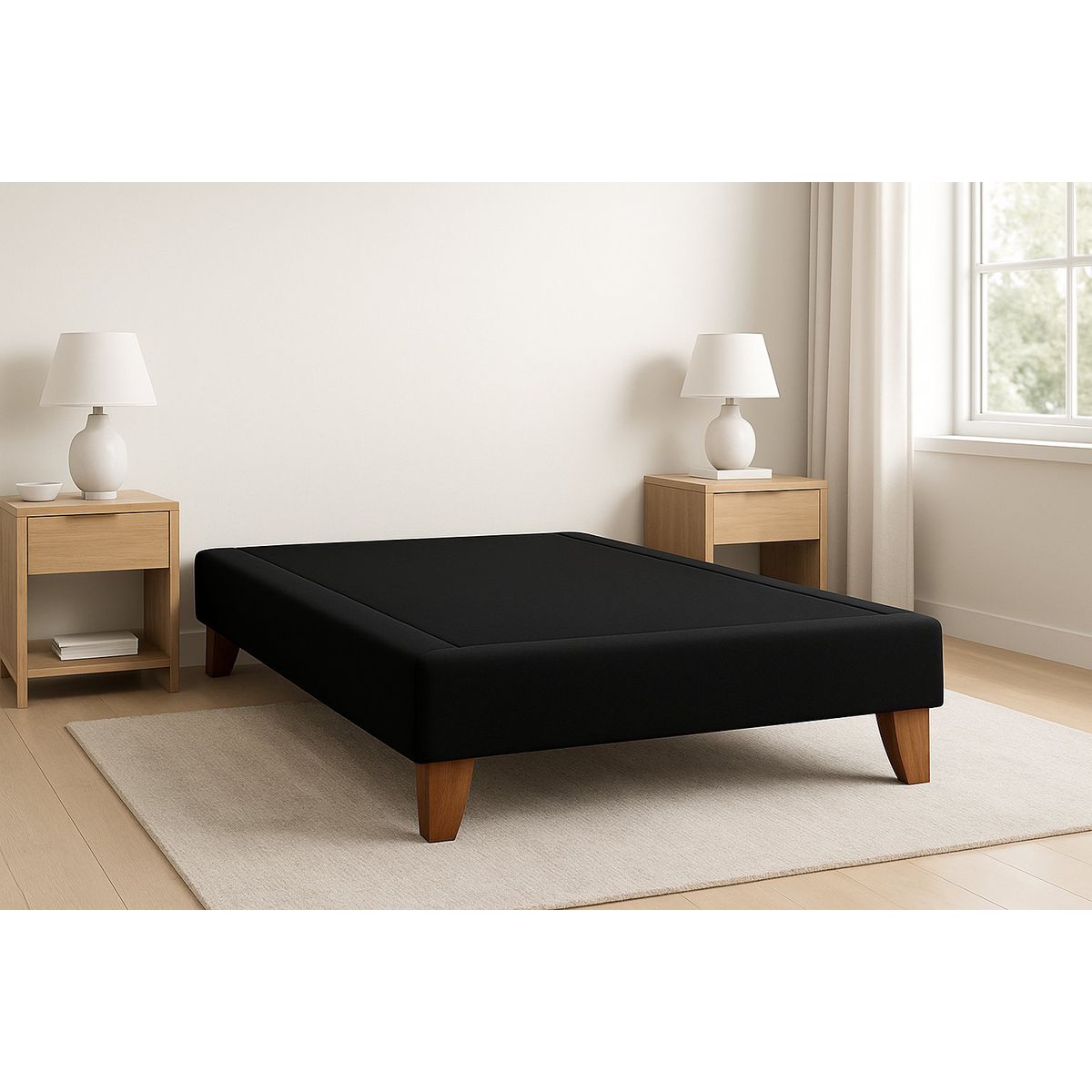 GENERICO - Base Cama 1.5 Plazas 105x190 Negro