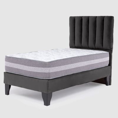 Imagen 2 del producto Cama Europea Valencia Premium + Respaldo Cadiz 1 PL Felpa Negro