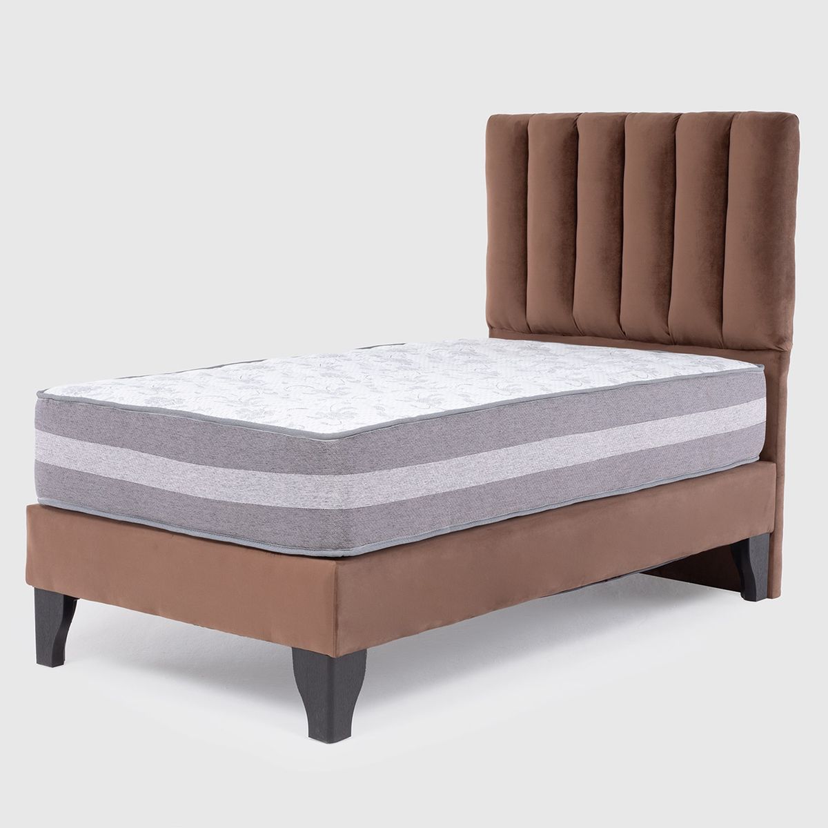 COLBOX - Cama Europea Valencia Premium + Respaldo Cadiz 15 PL Felpa Chocolate