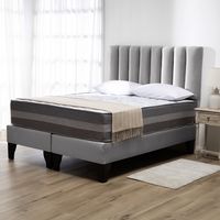 Cama Europea Valencia Premium + Respaldo Cadiz 2 PL Felpa Gris
