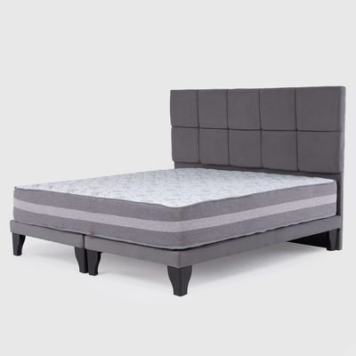 Imagen 2 del producto Cama Europea Valencia Premium + Respaldo Atenas King Felpa Gris Medio