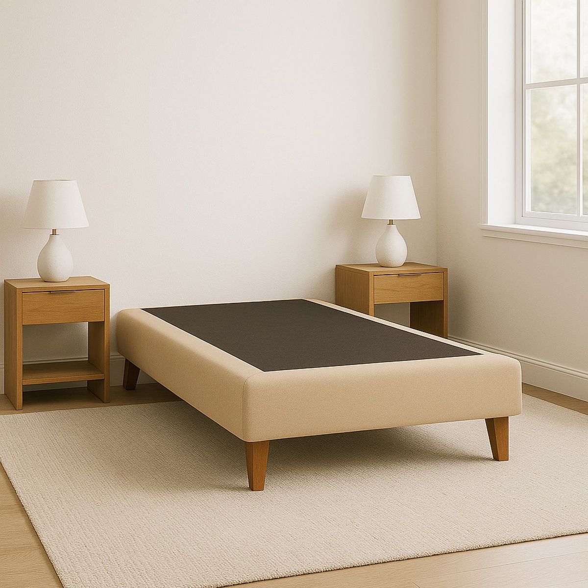 GENERICO - Base Cama 1.5 Plazas 105x190 Beige