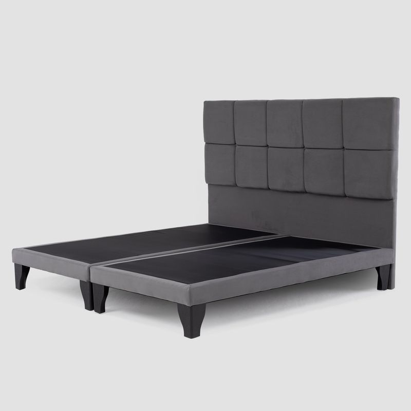 COLBOX - Respaldo + Base Dividida Atenas King Felpa Gris Medio