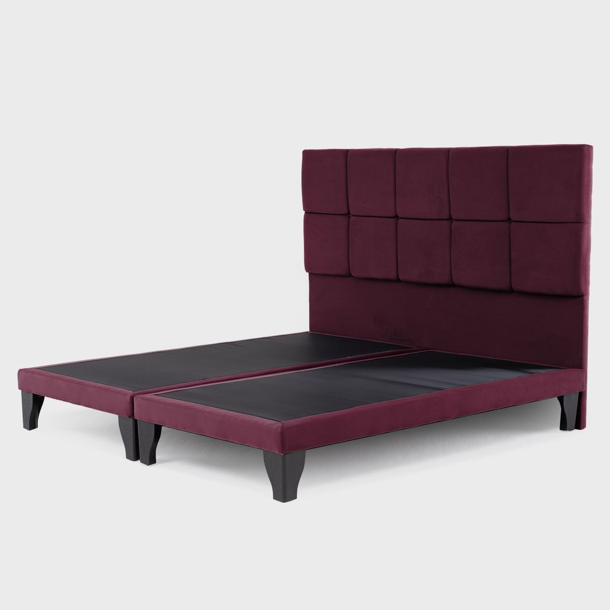 COLBOX - Respaldo + Base Dividida Atenas King Felpa Burdeo