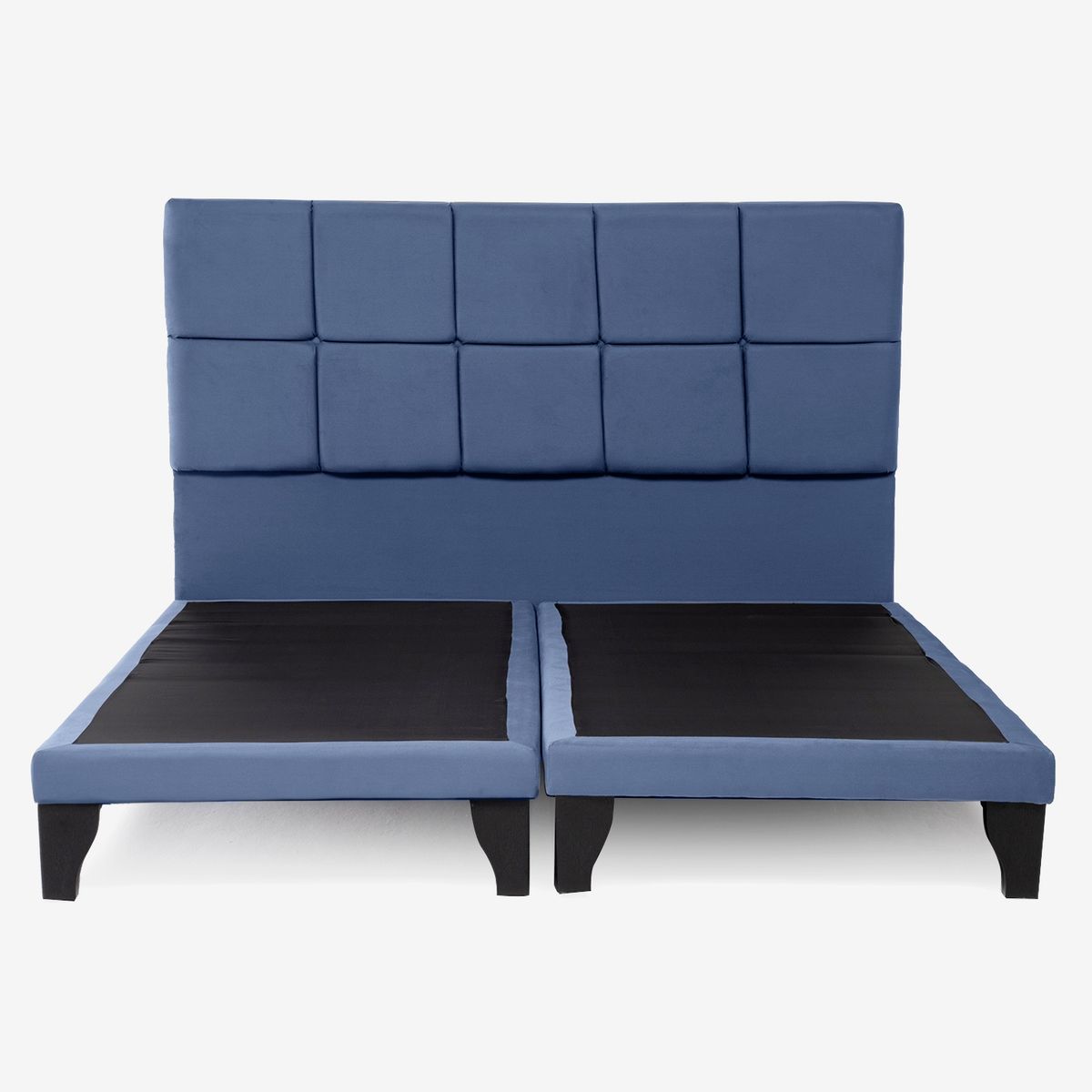 COLBOX - Respaldo + Base Dividida Atenas King Felpa Azul