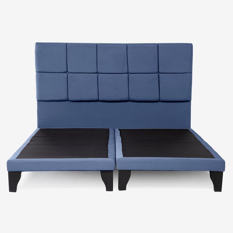COLBOX - Respaldo + Base Dividida Atenas King Felpa Azul