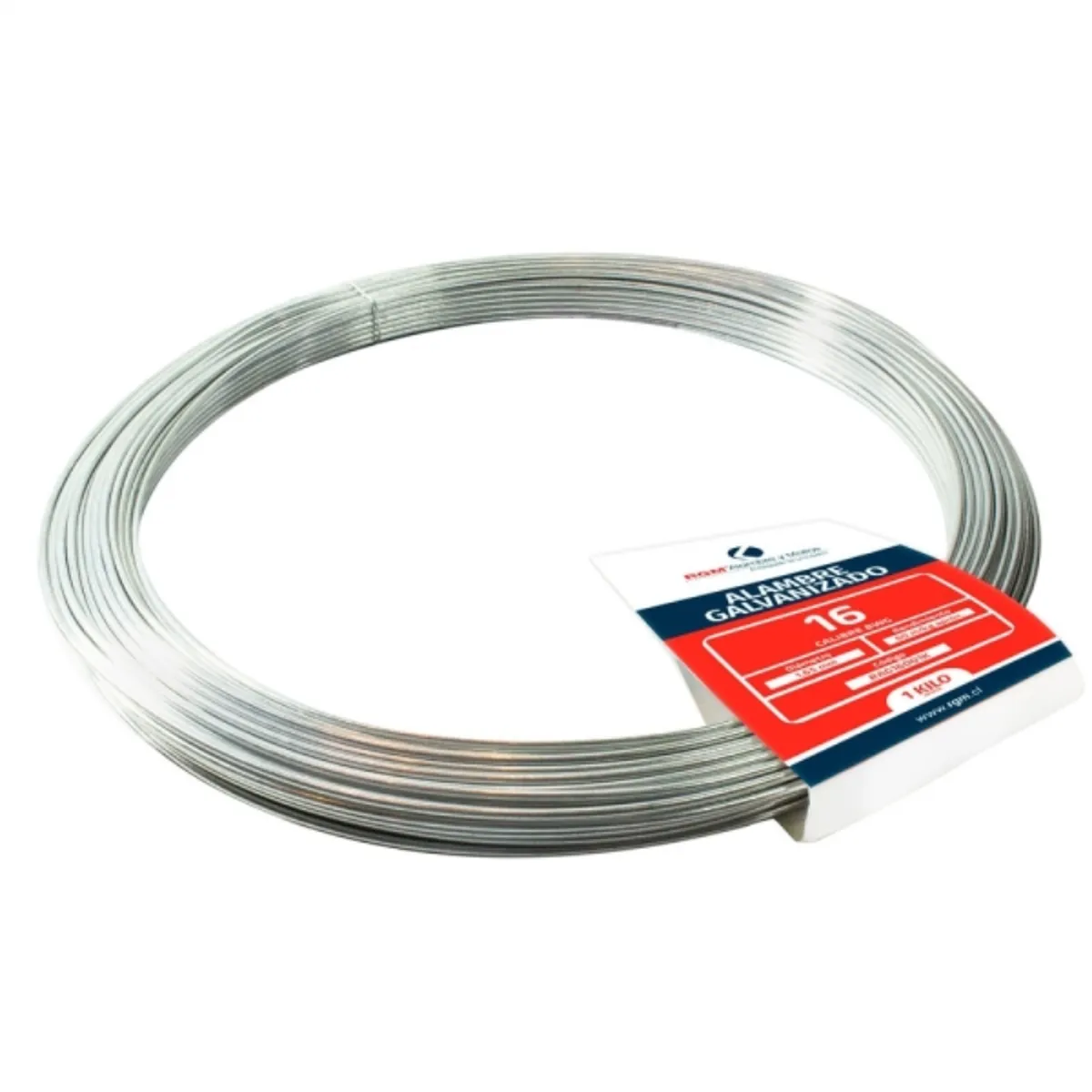 Alambre galvanizado n°16 rollo 1kg, marca GENERICO - Foto Principal