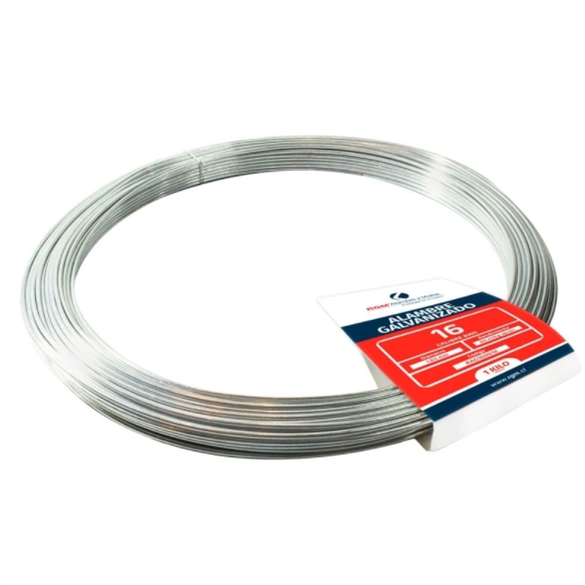 Alambre galvanizado n°16 rollo 1kg, marca GENERICO - Foto Principal