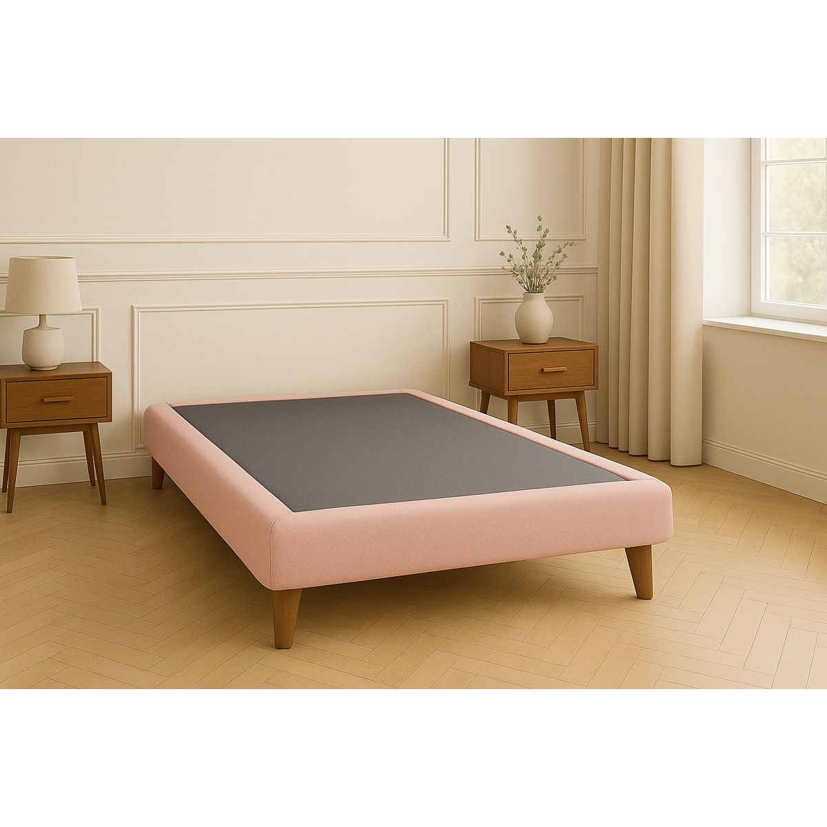 GENERICO - Base Cama 1.5 Plazas 105x190 Rosado