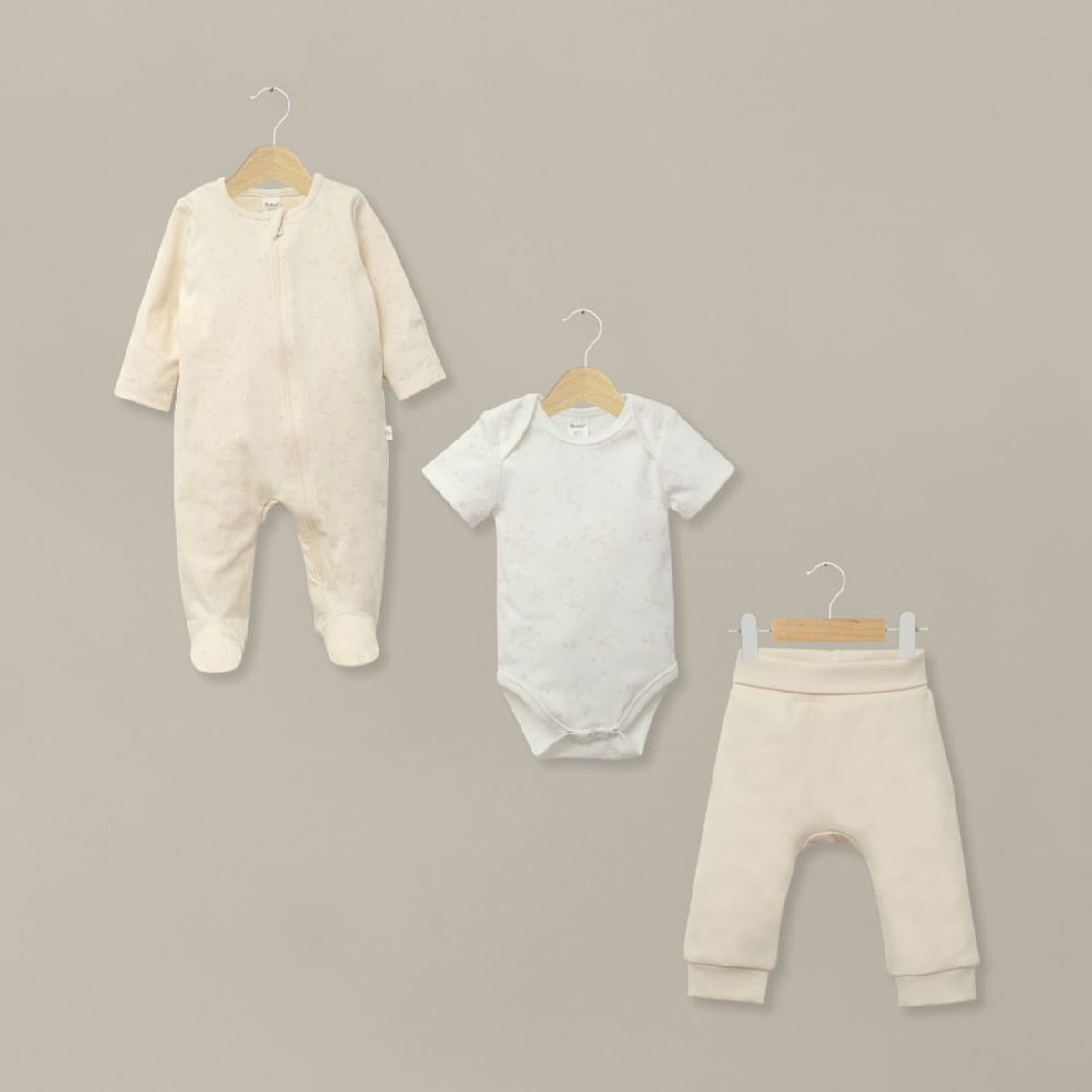 OPALINE - Conjunto 3 piezas osito, body y pantalón de bebé unisex