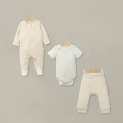 OPALINE - Conjunto 3 piezas osito, body y pantalón de bebé unisex