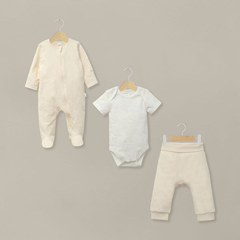 OPALINE - Conjunto 3 piezas osito, body y pantalón de bebé unisex