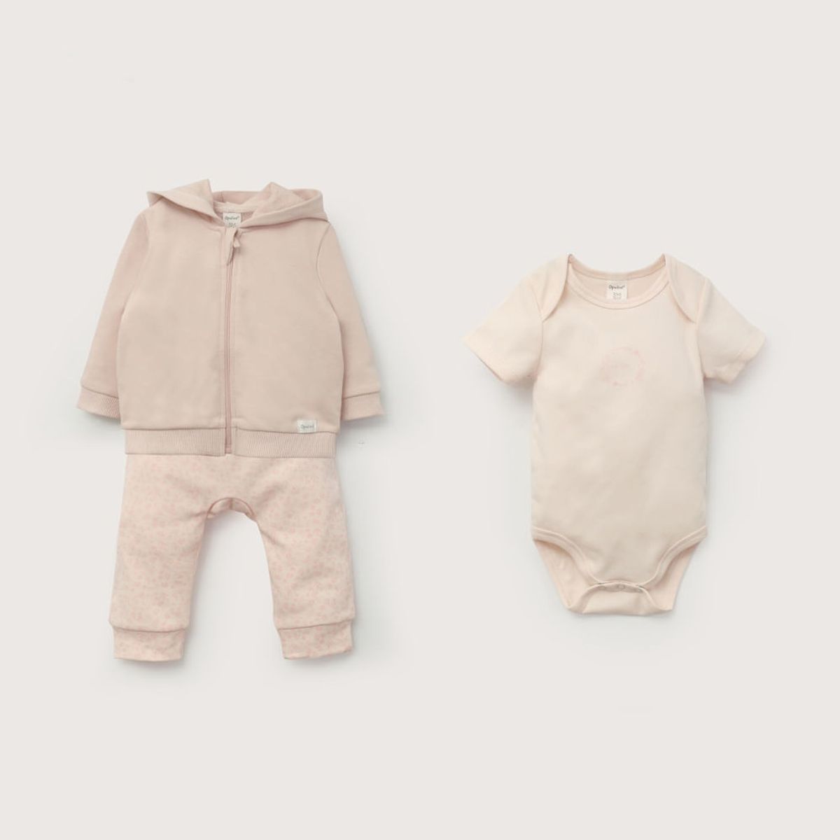 OPALINE - Conjunto 3 piezas polerón, body y pantalón rosado bebé niña