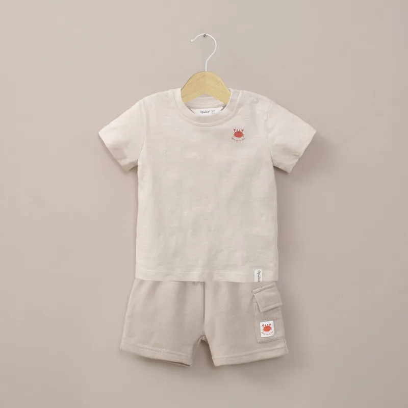 OPALINE - Conjunto polera y short beige de niño