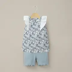 OPALINE - Conjunto calza y polera azul de niña