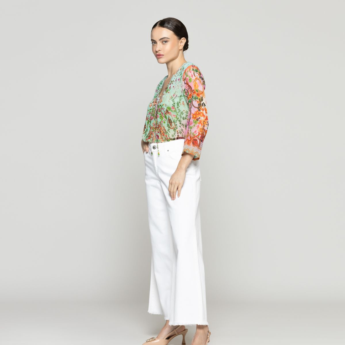 LINEATRE - Jeans Mujer Julia Wide Leg Blanco Lineatre