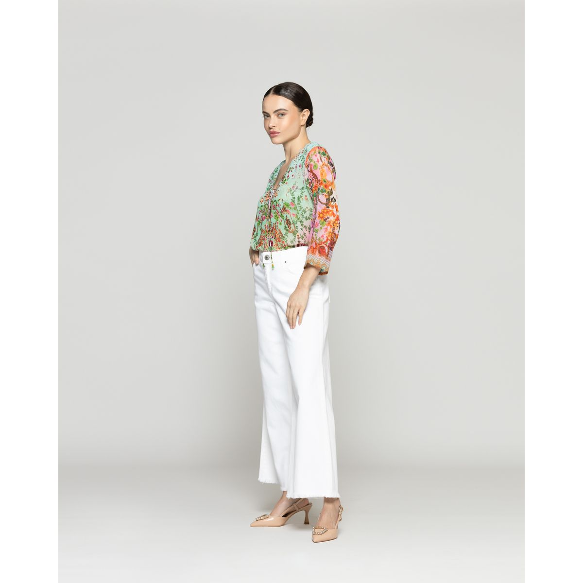 LINEATRE - Jeans Mujer Julia Wide Leg Blanco Lineatre