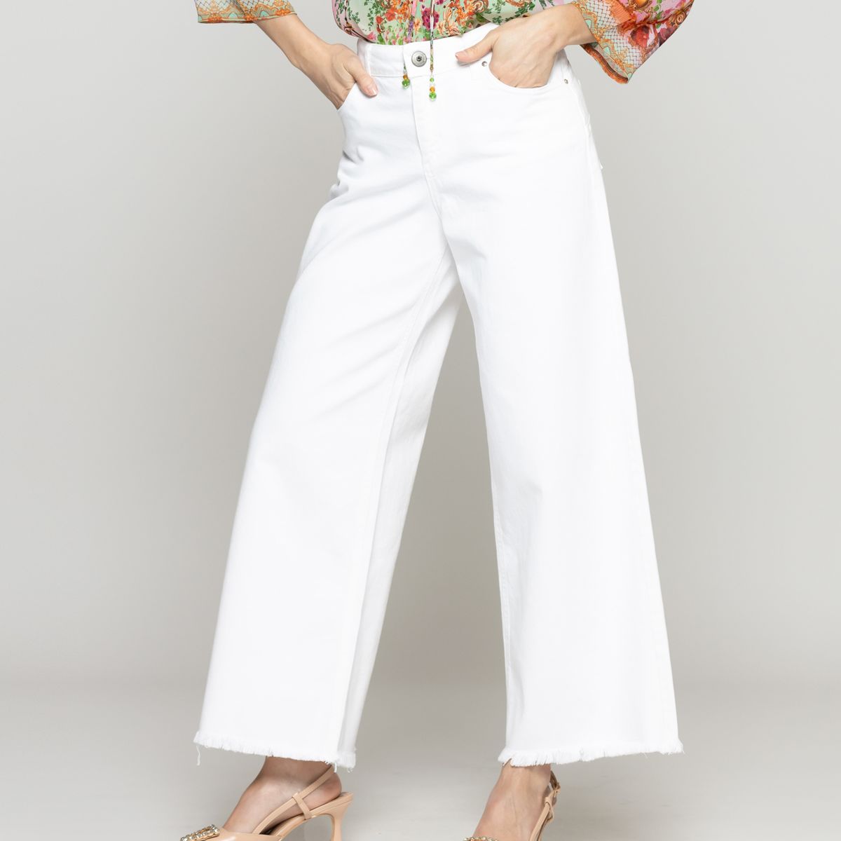 LINEATRE - Jeans Mujer Julia Wide Leg Blanco Lineatre