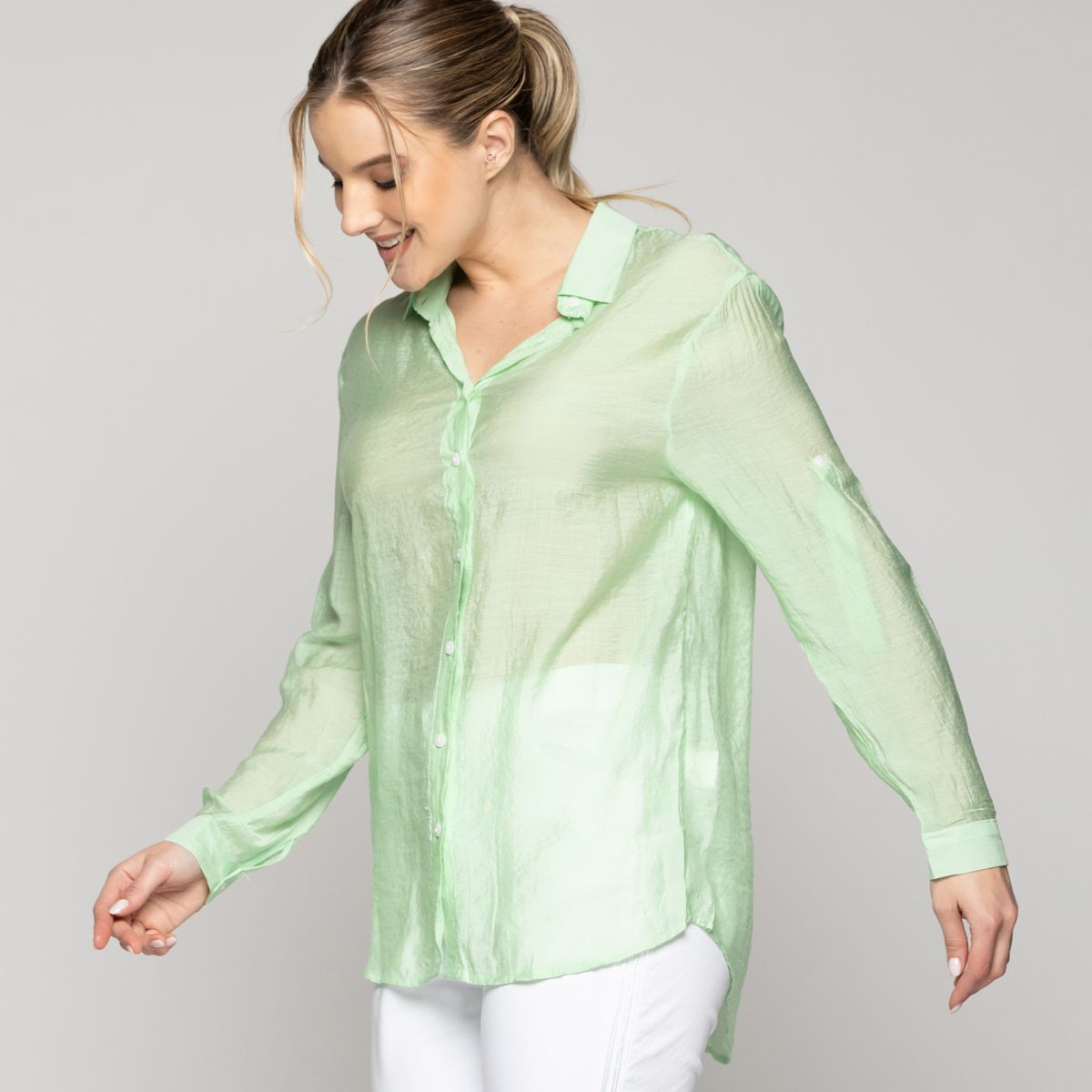 LINEATRE - Blusa Mujer Brunella  De  Viscosa Manga Larga Verde Lineatre