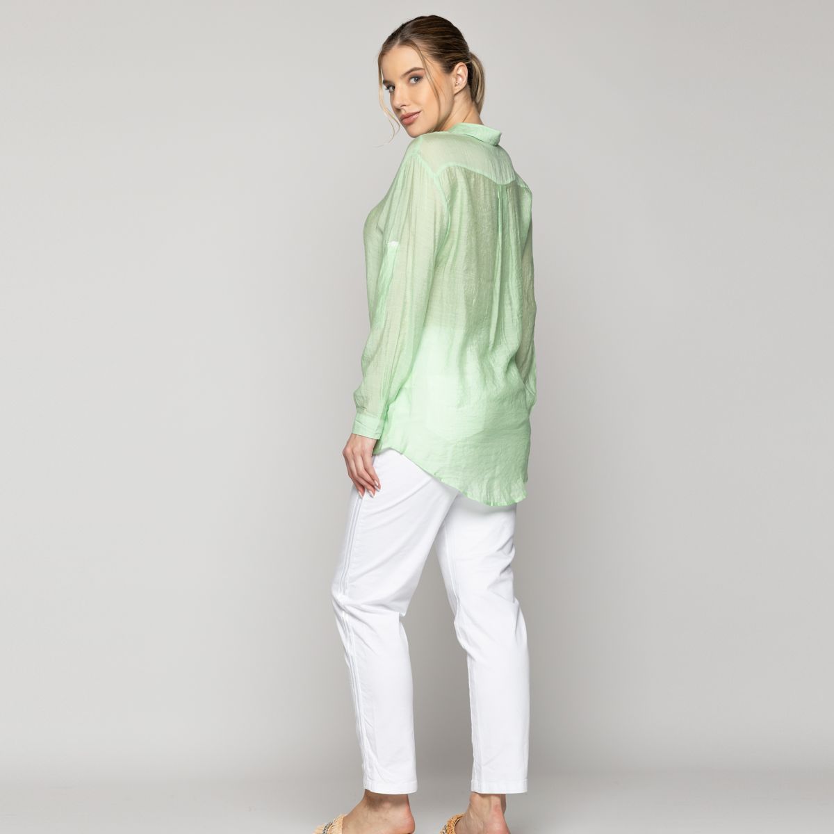 LINEATRE - Blusa Mujer Brunella  De  Viscosa Manga Larga Verde Lineatre