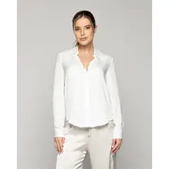 LINEATRE - Blusa Mujer Brenda Semi Brillante Manga Larga Blanca