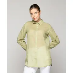 LINEATRE - Blusa Mujer Belisa Básica Tela Ligera Verde Pistacho