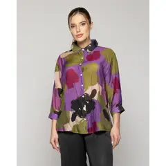 LINEATRE - Blusa Mujer Bellinda Manga 3/4 Diseño Abstracto Violeta