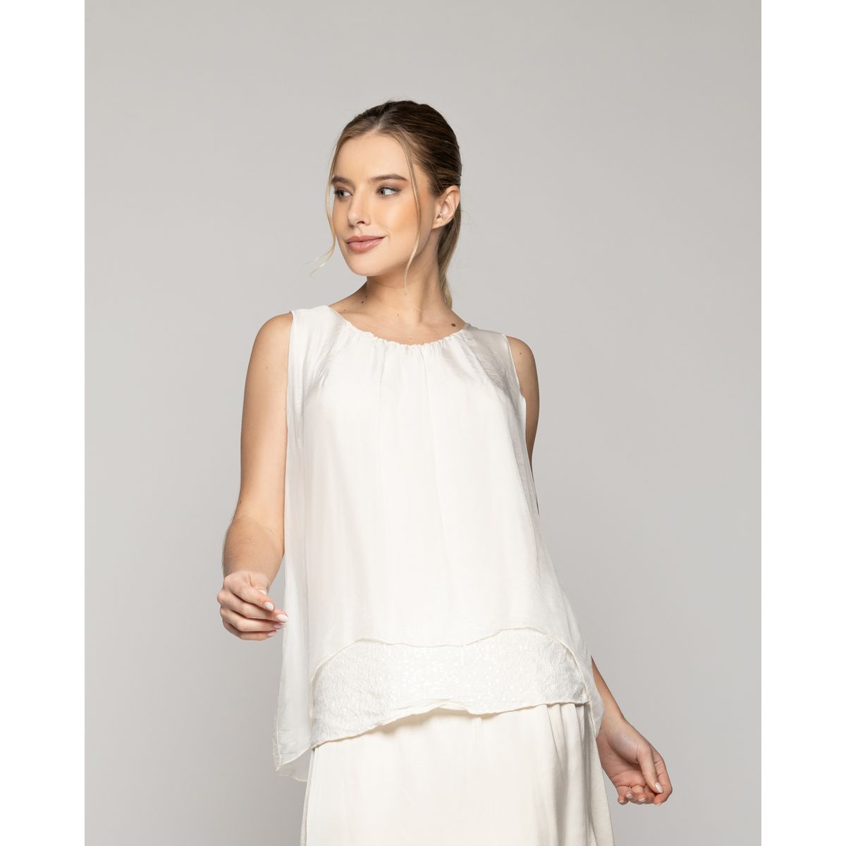 LINEATRE - Top Mujer Tiare Sin Mangas Blanco Crudo Lineatre