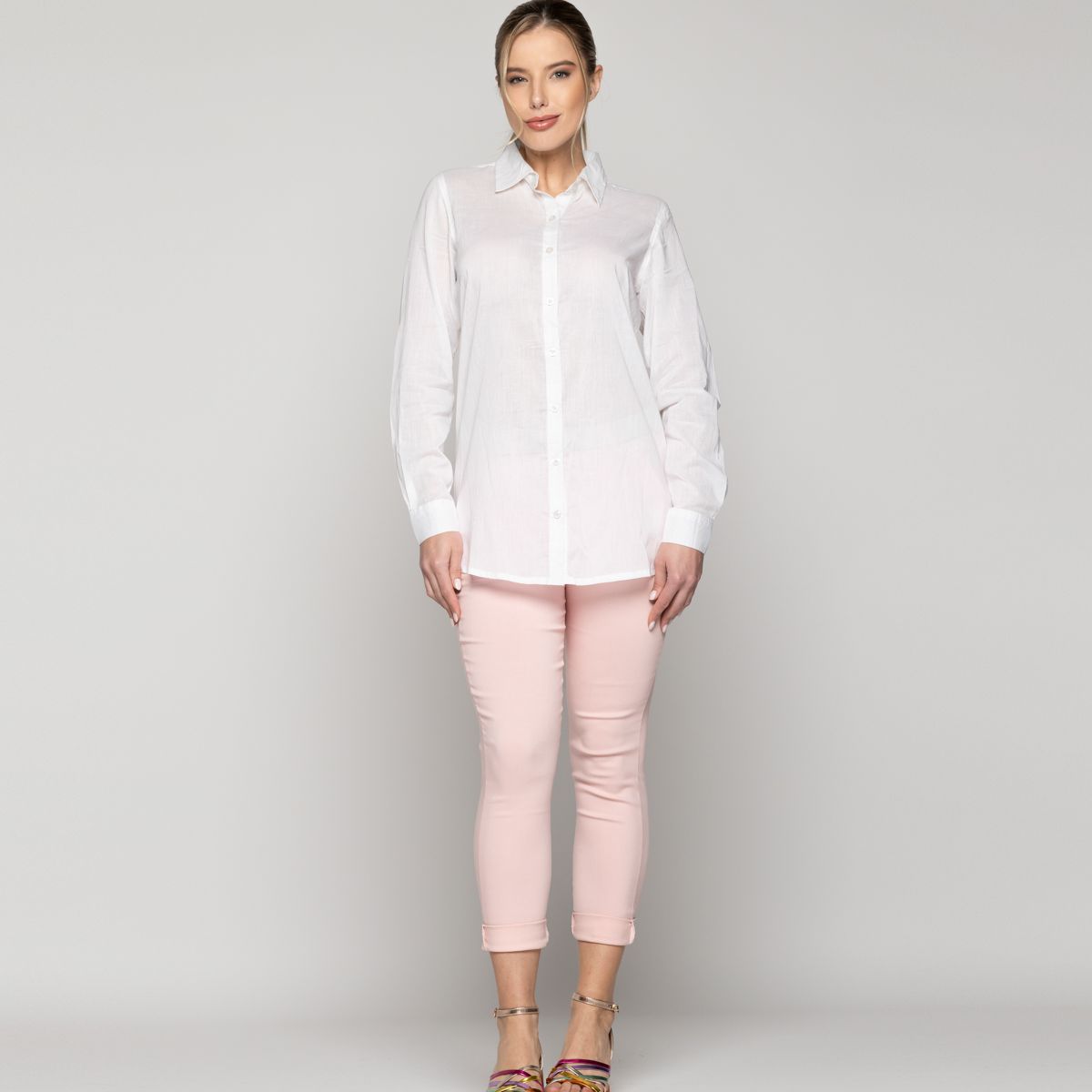 LINEATRE - Blusa Mujer Belisa Básica Tela Ligera Blanca Lineatre