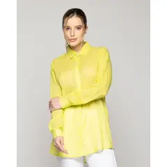 LINEATRE - Blusa Mujer Belisa Básica Tela Ligera Amarilla