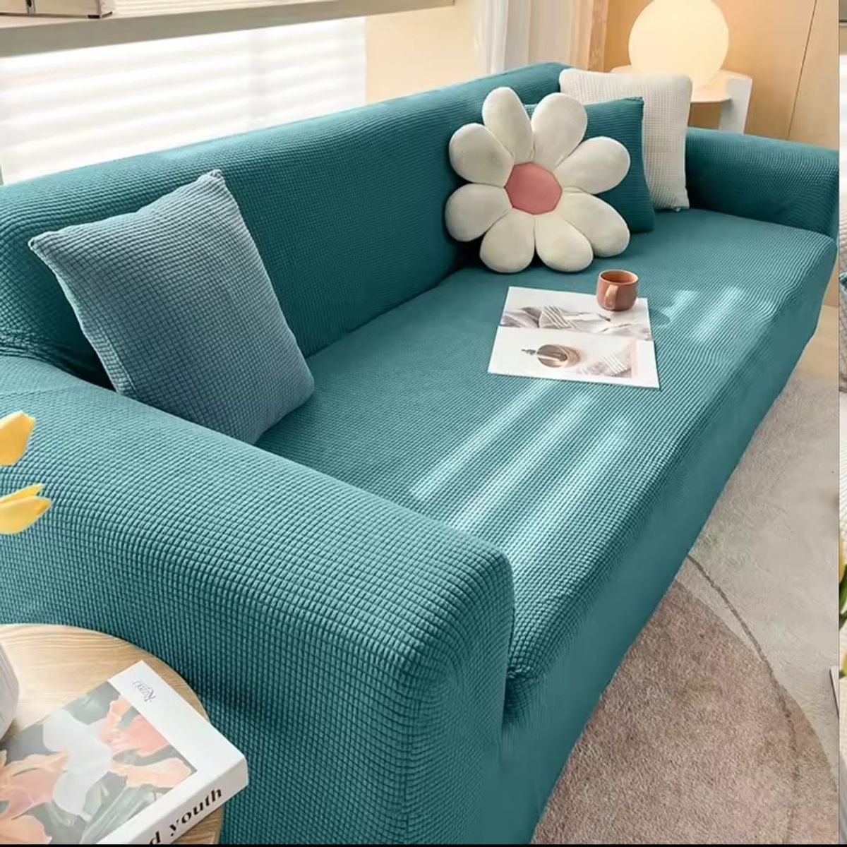 GENERICO - Fundas sofá sillón 3 cuerpos texturizado turquesa