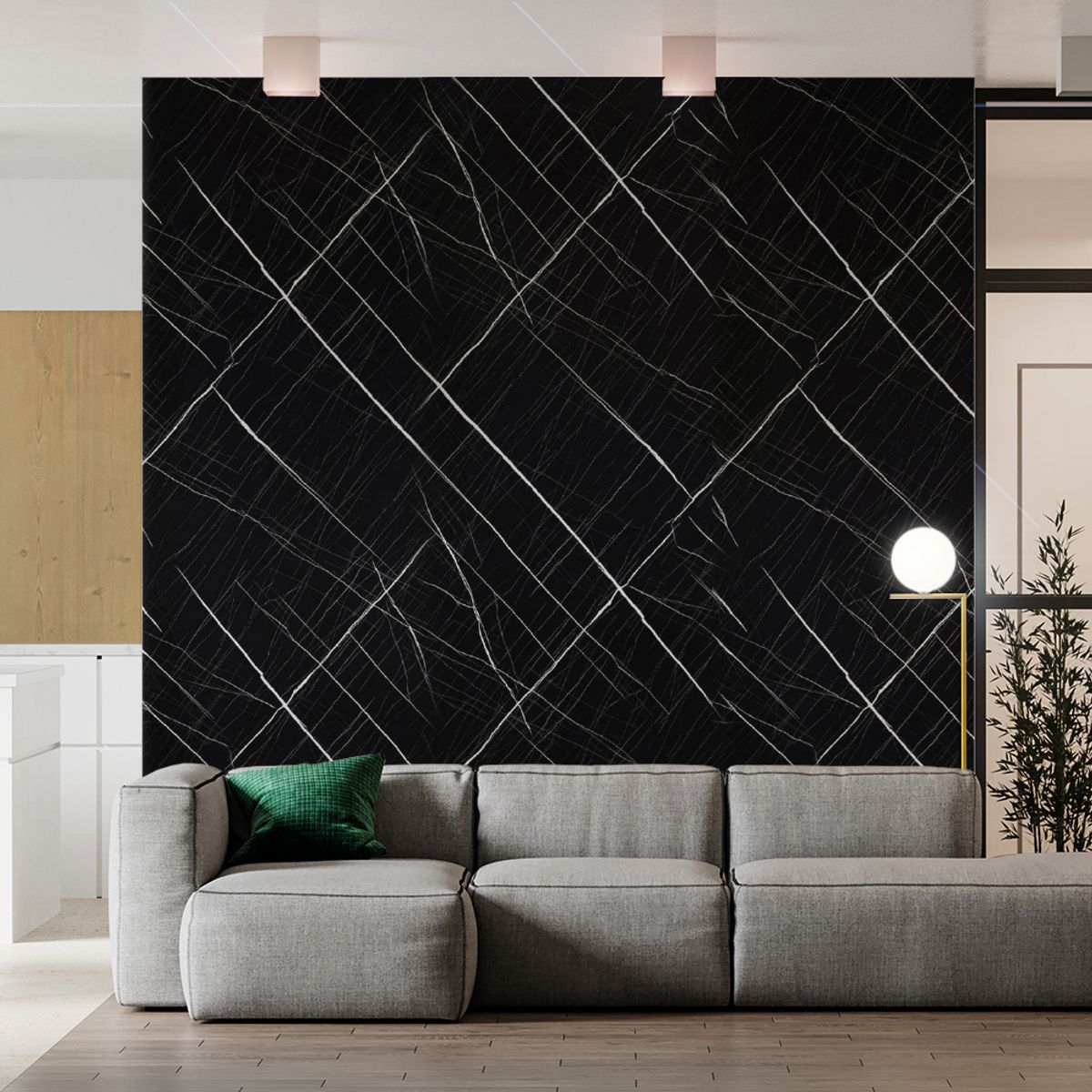 DOER - Plancha PVC estilo mármol, Black Line para pared 122 x 244cm PVC007