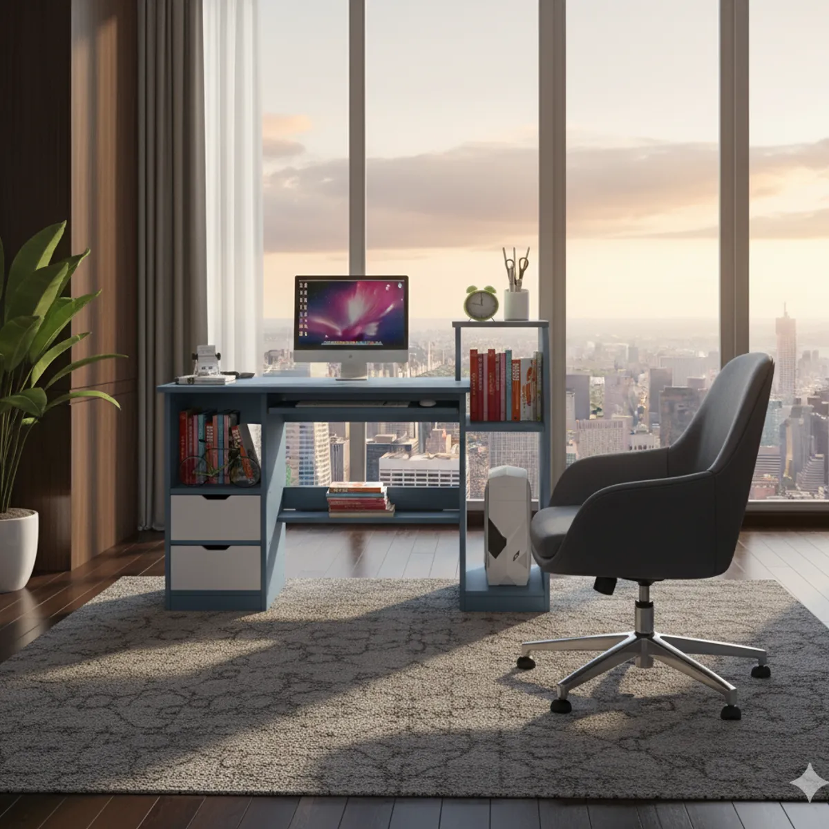 SPACE HOME - escritorio con gavetas para oficina blanco